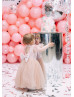 Mauve Velvet Tulle Pearl Flower Girl Dress